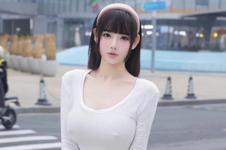 李可可在广场身穿灰色迷你短裙秀修长美腿