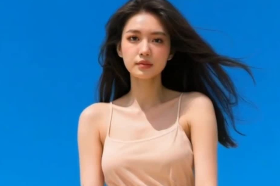 甜美清纯沙滩美女，气质迷人